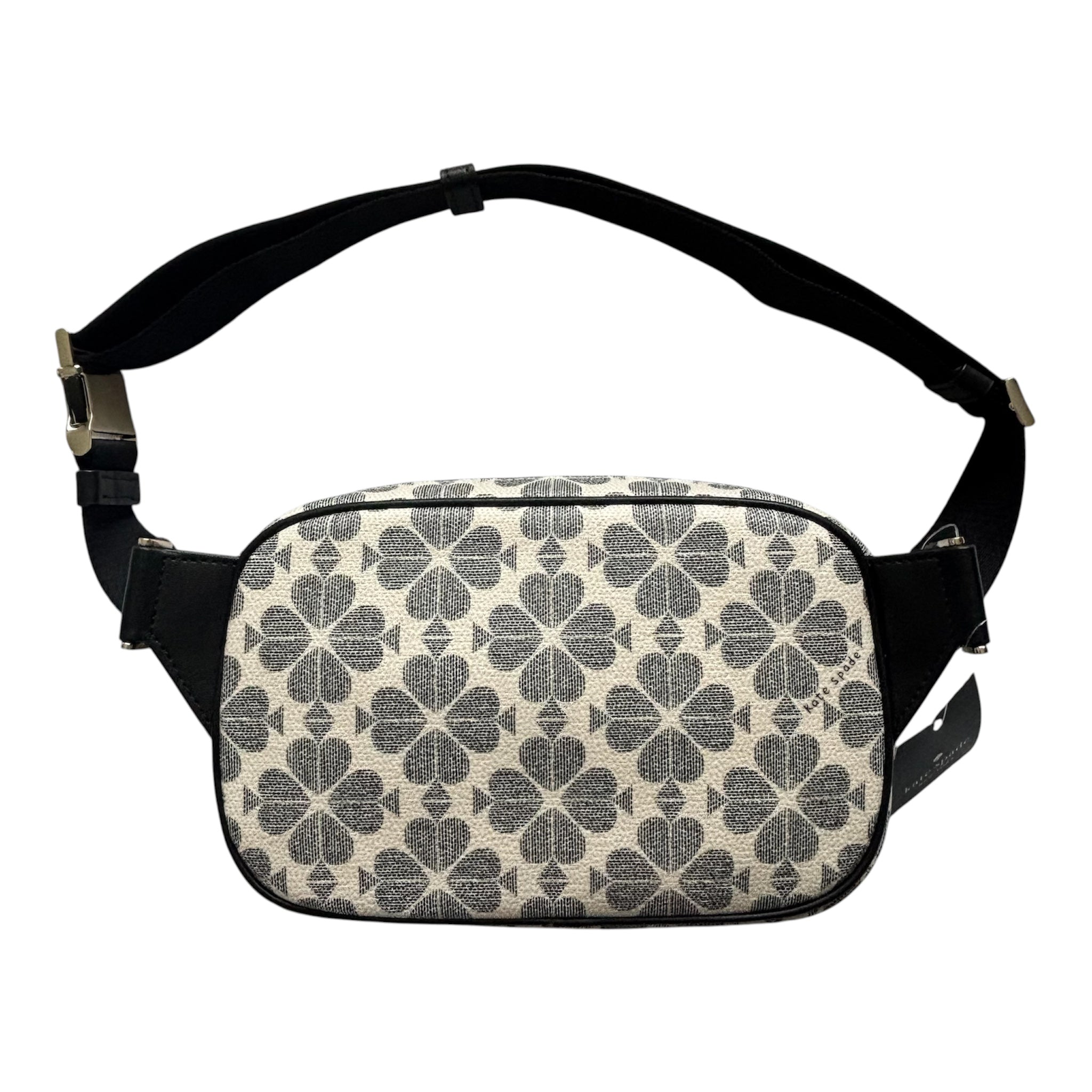 New with tag Kate Spade Flower monogram creamy /black belt bag  Authentic 8.5x6x2