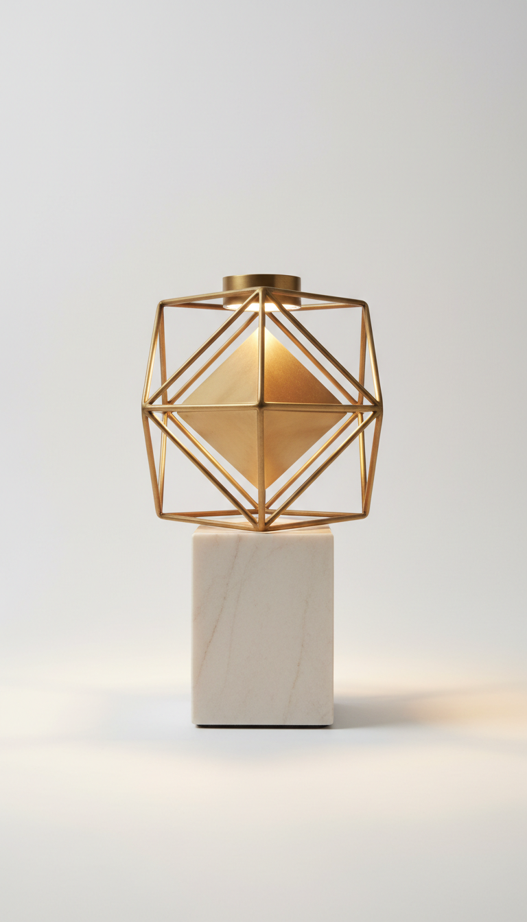 Burnished Brass Geometric Table Lamp