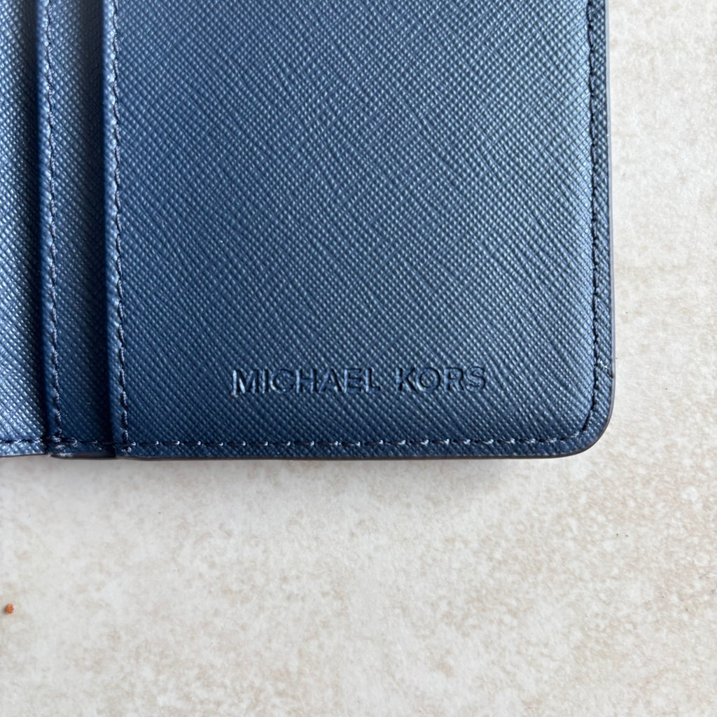New with tag Michael Kors navy blue wallet Authentic 7.1x3.8